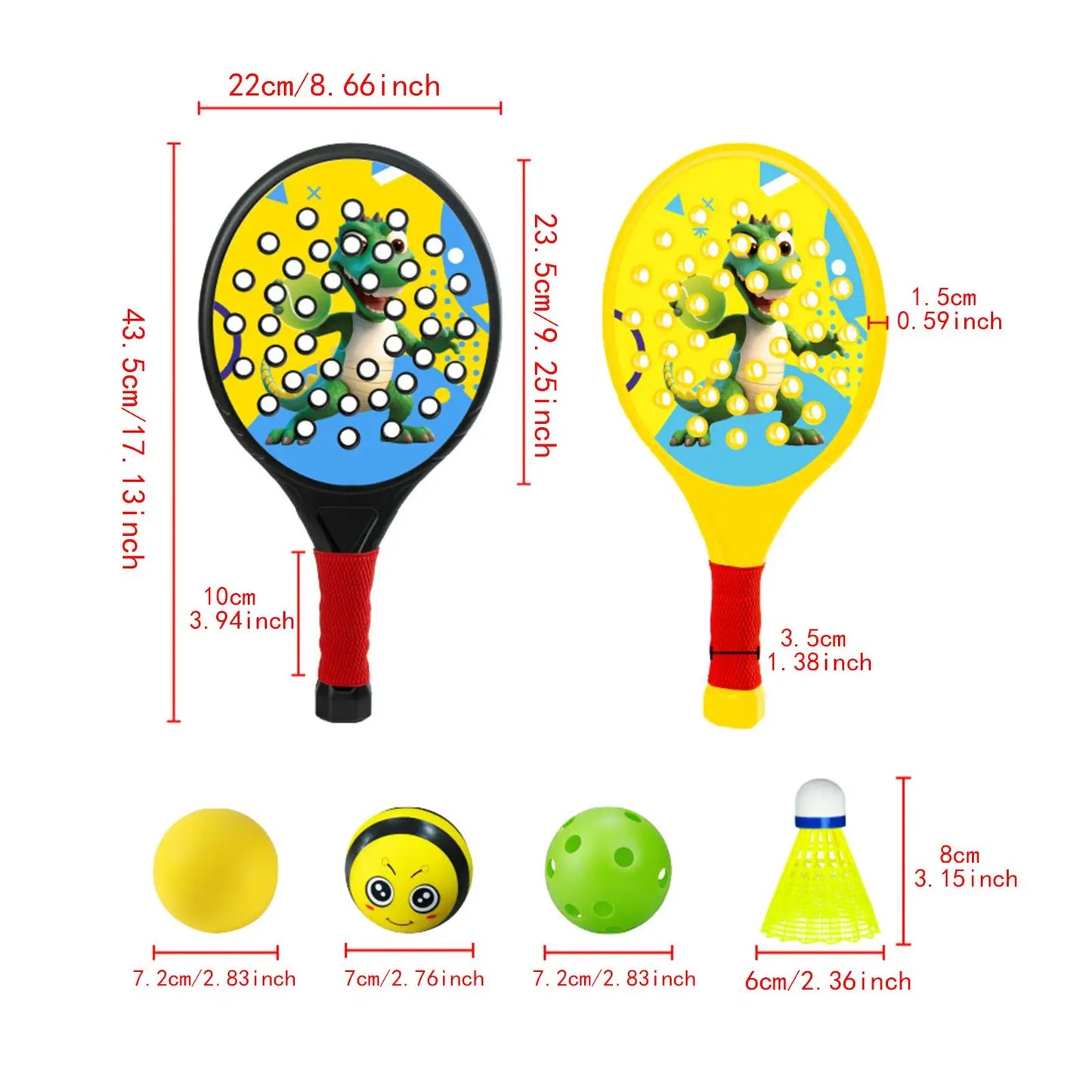 2Pcs Kids Padel Rackets Paddles Set Stylish Sweat Absorbing Gripping Paddle Tennis  for Beginners Kids Sports