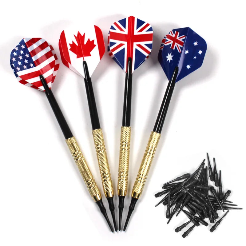 12 Pcs/Set Darts Professtional 14g Safety Soft Tipped Darts 36/100 Plastic Tips