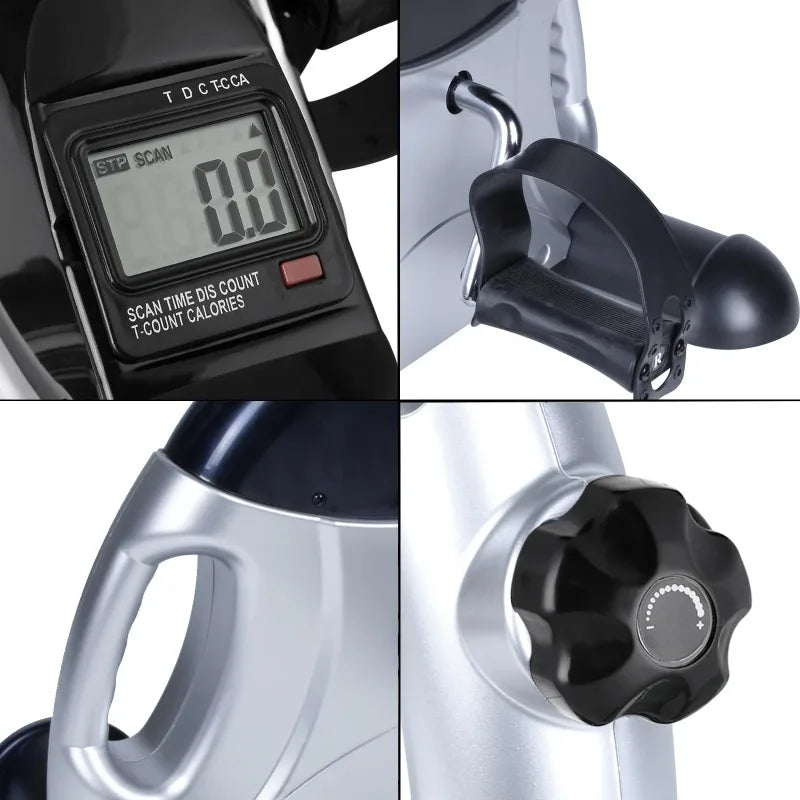 Under Desk Bike Pedal Exerciser,Evoland Indoor Cycling Exerciser Bike Silver,Holds 240 Lb