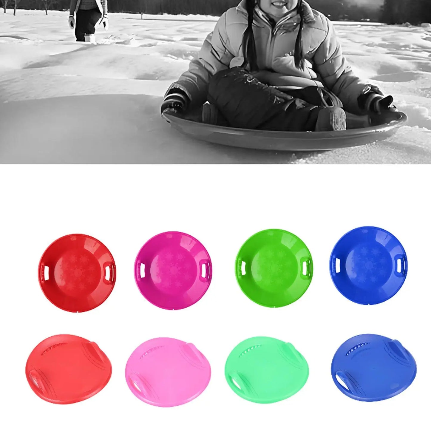 Round Snow Sled Toboggan Grass Sliding Sled Skiing Board Snow Luge Sledge for Boys Girls Kids