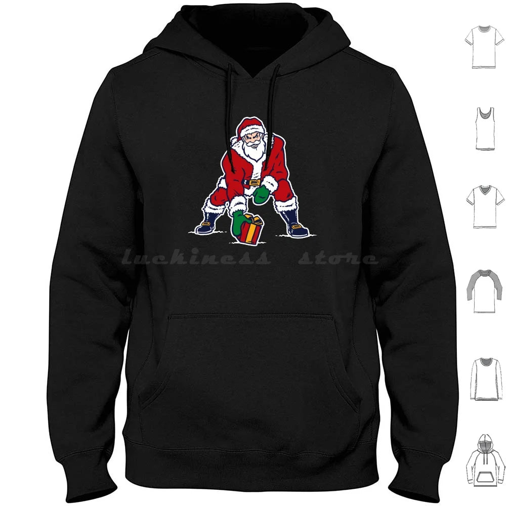 Old School Patriots Santa Logo Hoodies Long Sleeve Santa Santa Claus Christmas Football