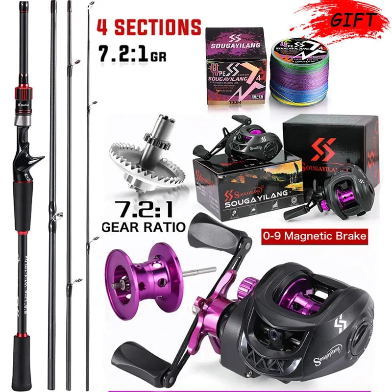 Sougayilang Fishing Rod Reel Combo 1.8~2.1m Carbon Fiber Casting Rod