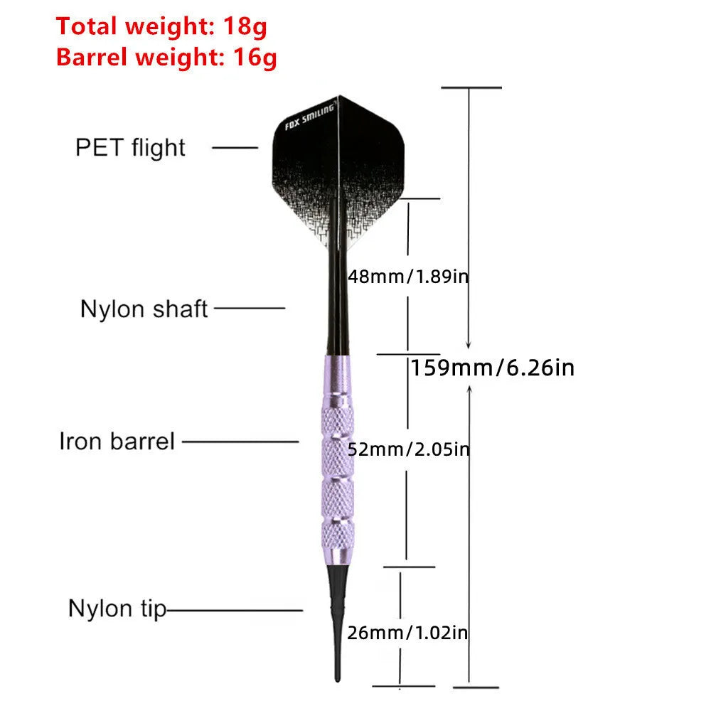 12PCS Fox Smiling 18g Electronic Soft  Darts With Nylon Darts Tips