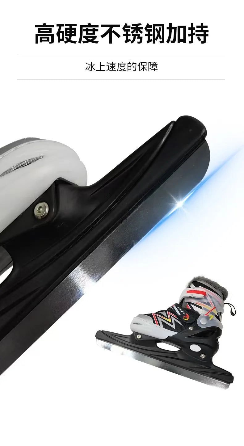 Children's Hardshell Skates, Plus Warm Fleece Speed Skates Shoes, Adult Skates, Real Skates,
