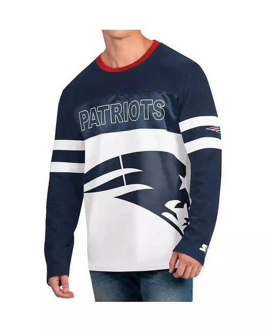 Navy White New England Patriots Halftime Long Sleeve Running T-Shirt