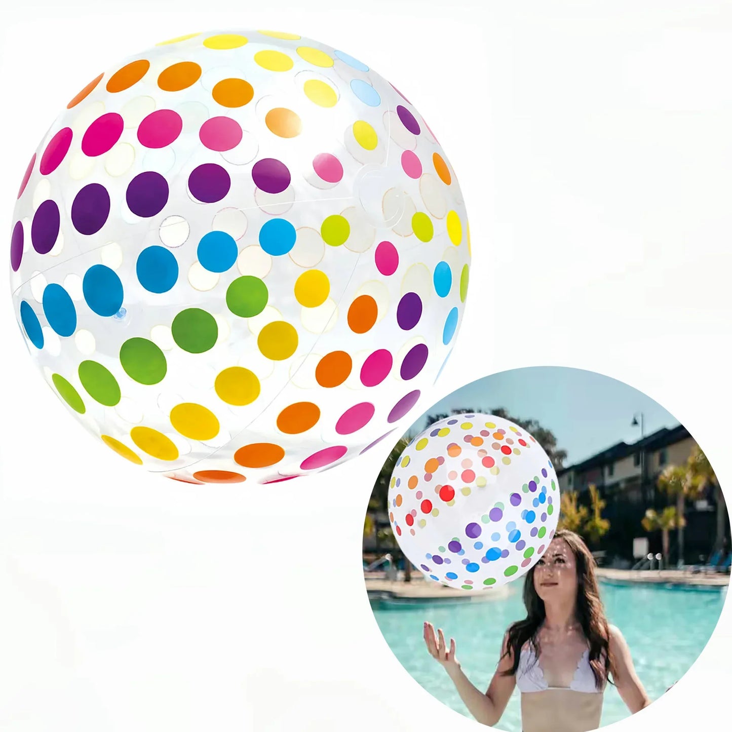 1pc 10.62-inch colored striped transparent  inflatable beach ball,