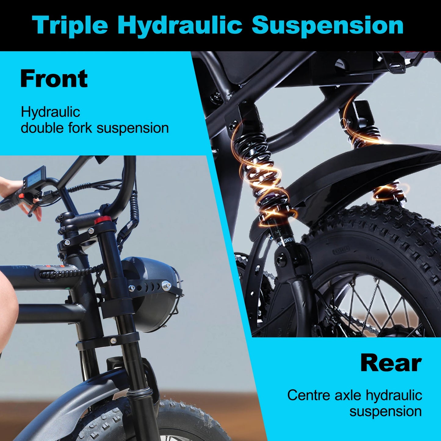 VDL Mountain Electric Bike , 16" Fat Tire Ebike, Wider Seat 800W Peak Motor, Removable Battery,