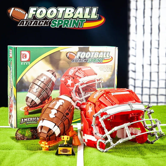 Sports Fan Building Blocks Football Helmet MOC Model  Bricks STEM Toys Gift Adults Kids