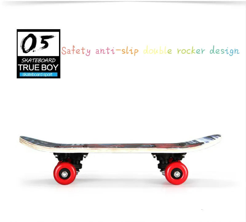 60CM Kids Skateboarding Cartoon Skateboard Dinosaur Spider Longboard Marple Double Rocker