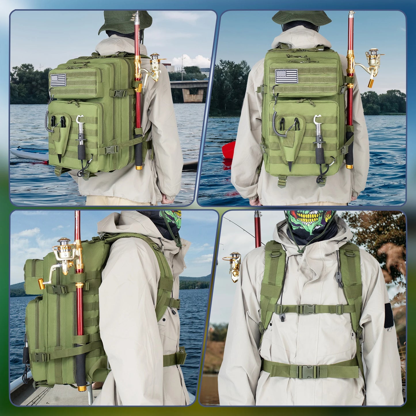 45L Fishing Hunting Bag Tactical Backpack Men's