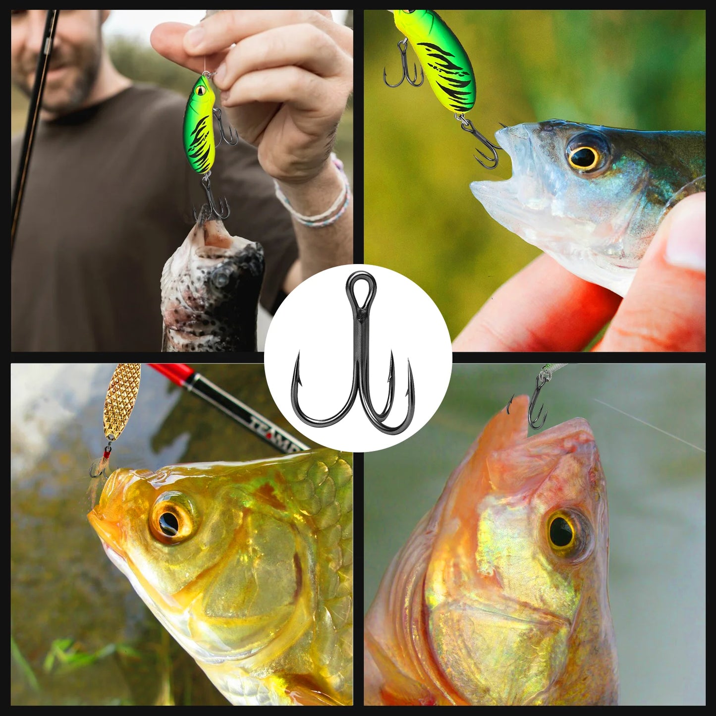 9KM 10Pcs Fishing Treble Hooks 3X Triple Hook Sea Fishing