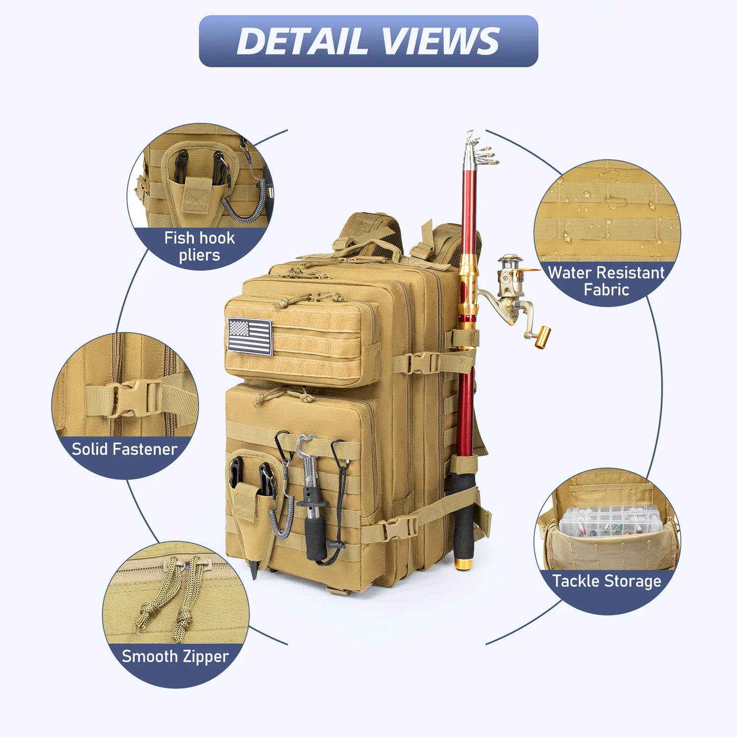 45L Fishing Hunting Bag Tactical Backpack Men's