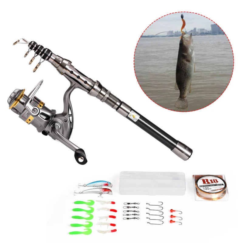Telescopic Fishing Rod and Reel Combo Full Kit