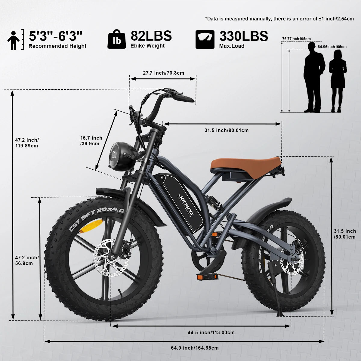 jansno x50 Adult Electric Bike 750W Motor EBicycle 48V 14AH 20 Inch Tire E-Bike