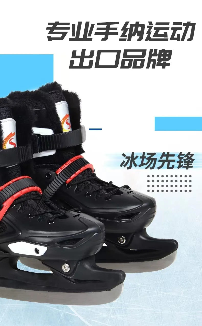 Children's Hardshell Skates, Plus Warm Fleece Speed Skates Shoes, Adult Skates, Real Skates,