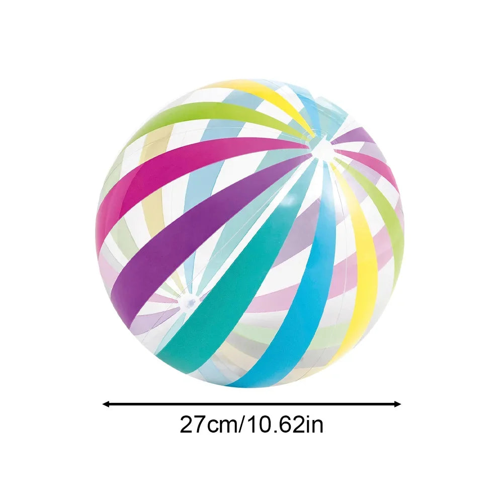 1pc 10.62-inch colored striped transparent  inflatable beach ball,