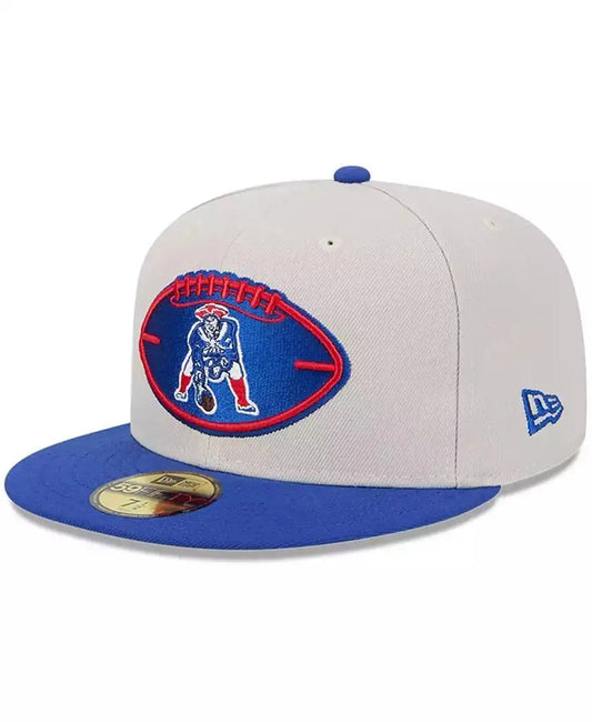 New Era | Men's Stone/Royal New England Patriots 2024 Sideline Historic 59FIFTY Fitted Hat