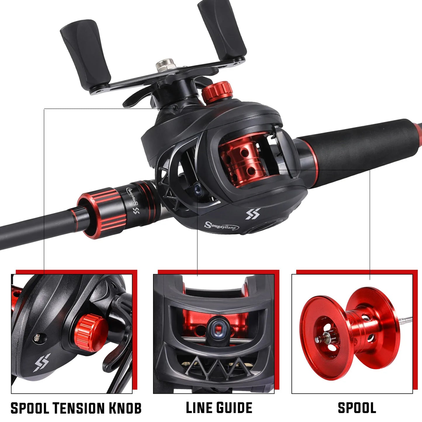 Sougayilang Fishing Rod Reel Combo 1.8~2.1m Carbon Fiber Casting Rod