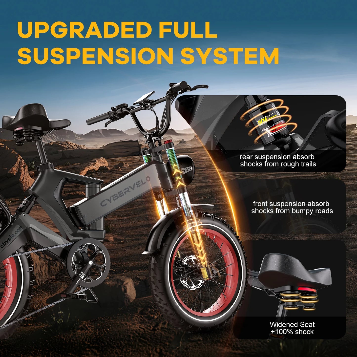 1000W(Peak 2000W)Folding Electric Bike for Adults,35MPH 100Mile,48V 25Ah Removable Battery