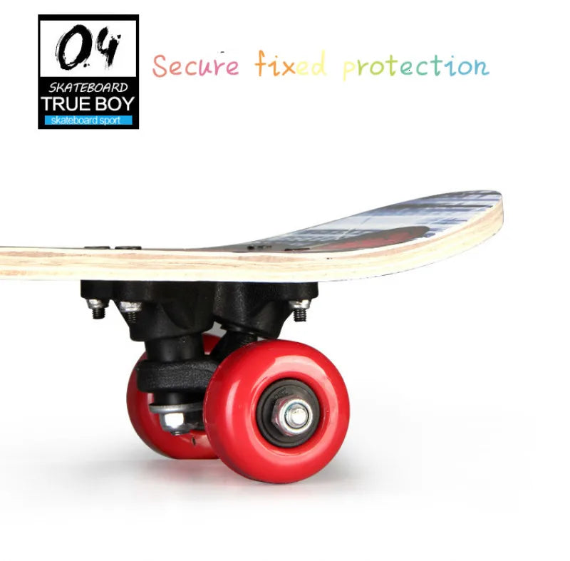 60CM Kids Skateboarding Cartoon Skateboard Dinosaur Spider Longboard Marple Double Rocker