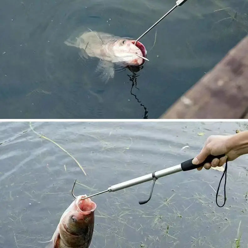 Telescopic Fish Gaff Hook,About 28-60cm Stainless Steel Ice Sea Fishing